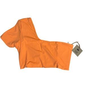 NWT Toast‎ Signature One Shoulder Crop Bikini Top, Nectarine Orange, Sz S